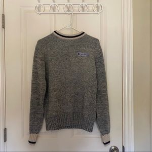 Colby College grey knit sweater